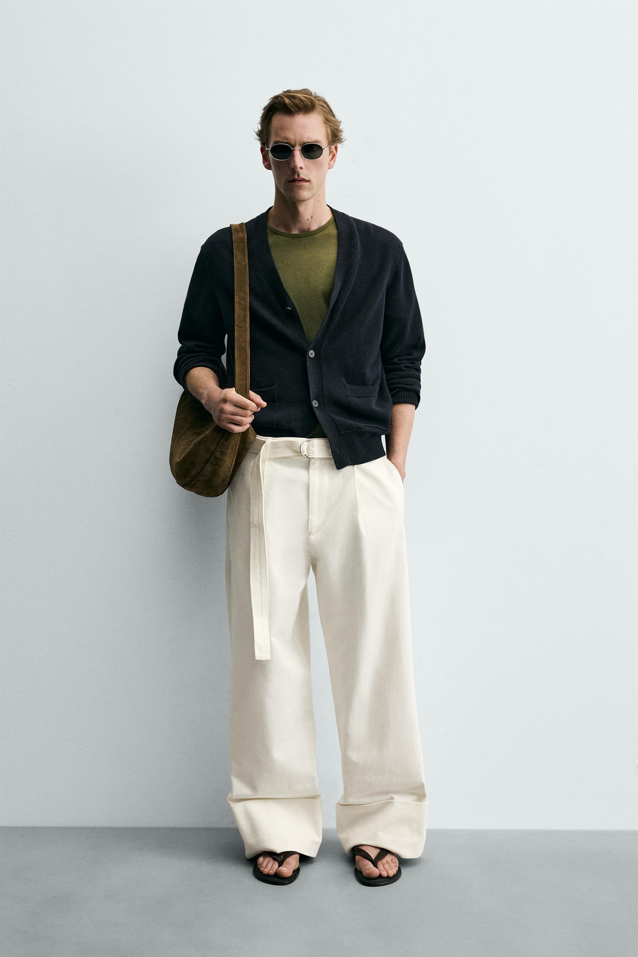 RELAXED FIT BELTED PANTS